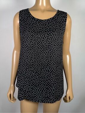 Chico’s Women’s Size 1 (Medium) Black and White Polka Dot Pattern Sleeveless Top